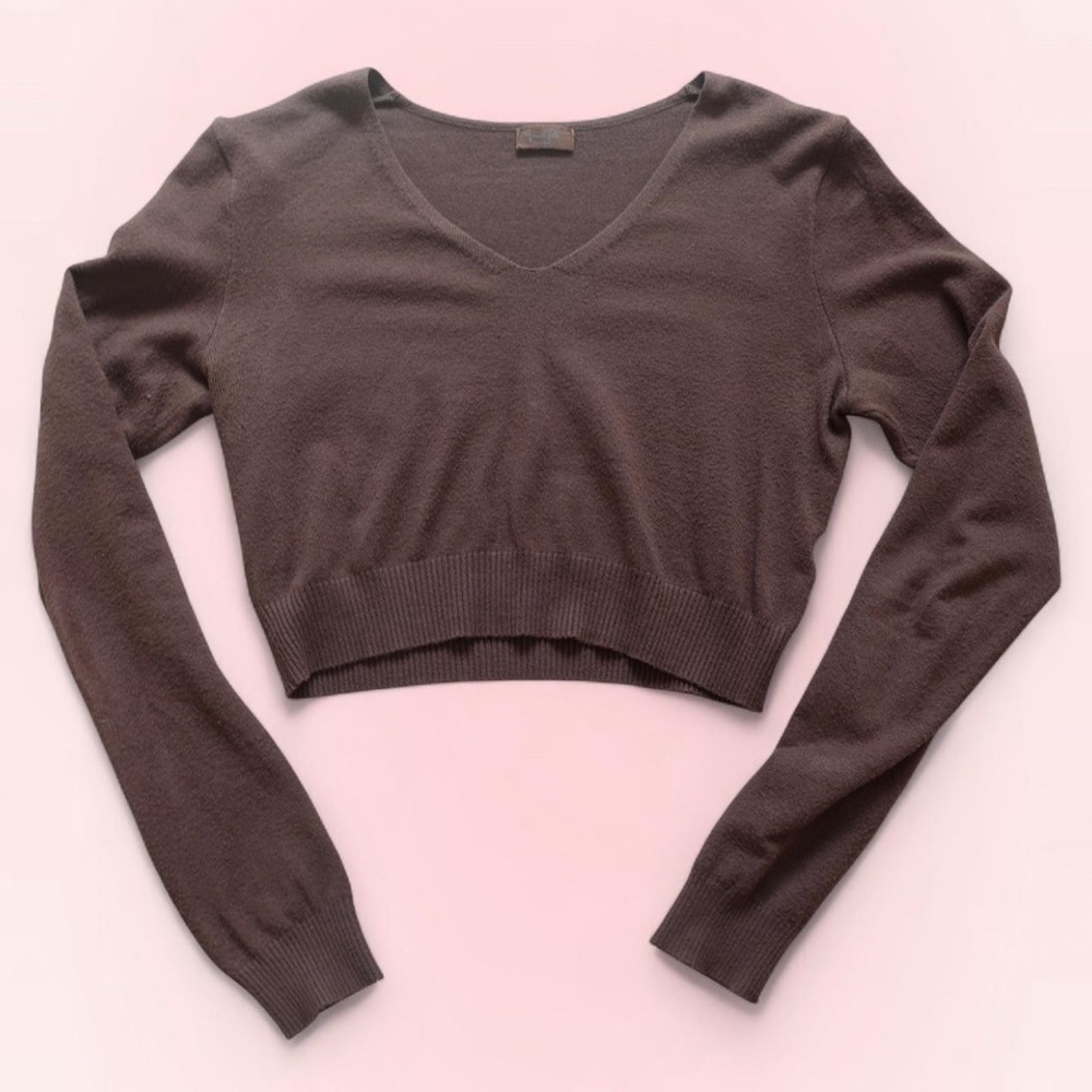 Limited Edition Brandy Melville Brown Knit Cropped Sweater